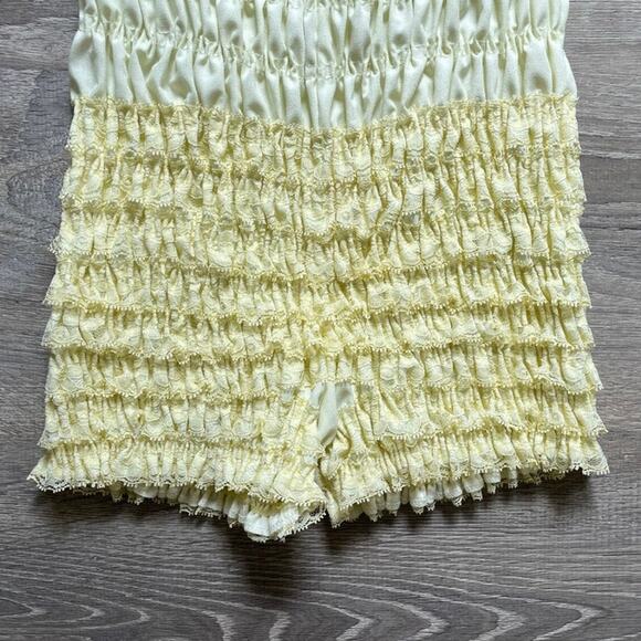 Vtg Yellow Ruffled Bloomer CRUISIN Pettipants Shorts Sz L N-29 Western Coquette - Picture 6 of 8